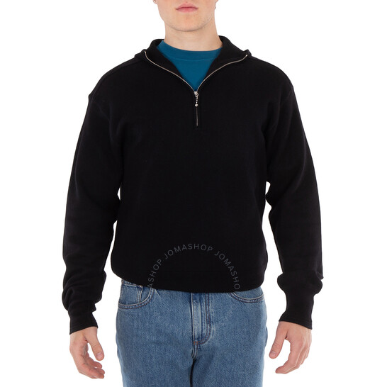 パーカー・フーディ Burberry FW23 Black wool sweatshirt (8075887 A1189) Burberry Long Sleeve Half Zip Hoodie, Size X-Large 8075887