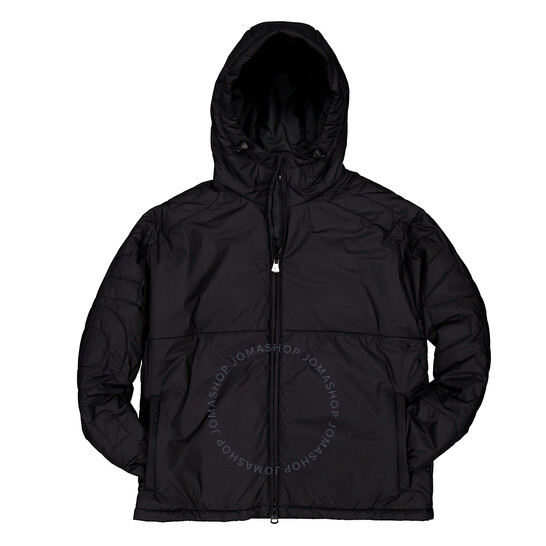BURBERRY 黒 フード付きジャケット Burberry Men's Black Langham Logo Quilted Hooded Jacket