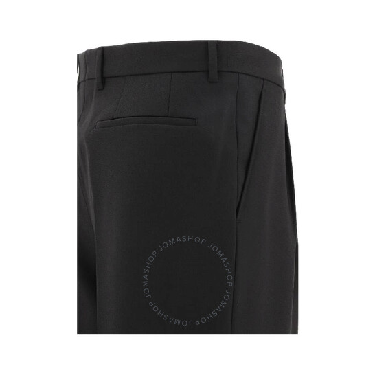 Burberry Men's Black Wide Leg Wool Twill Trousers, Brand