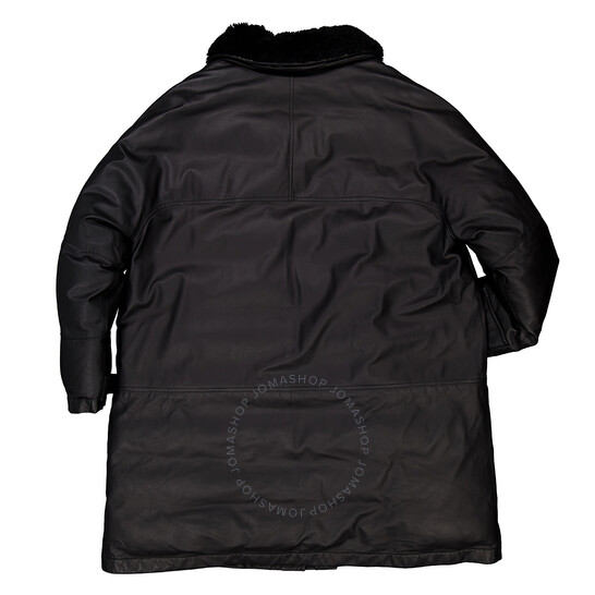 Burberry Down-Filled Leather Oversized Parka, Size Medium