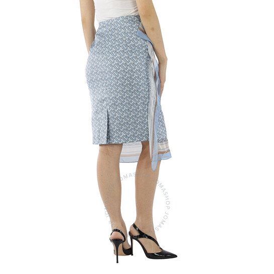 Burberry★素敵!Logo Printed Scarf Detail Silk Pencil Skirt Burberry Monogram Print Scarf Detail Silk Pencil Skirt