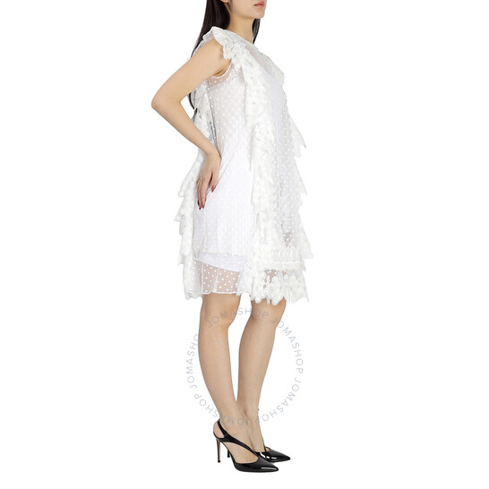 Burberry Nahla White Polka-dot And Scalloped Lace Tulle