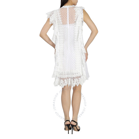 Burberry Nahla White Polka-dot And Scalloped Lace Tulle