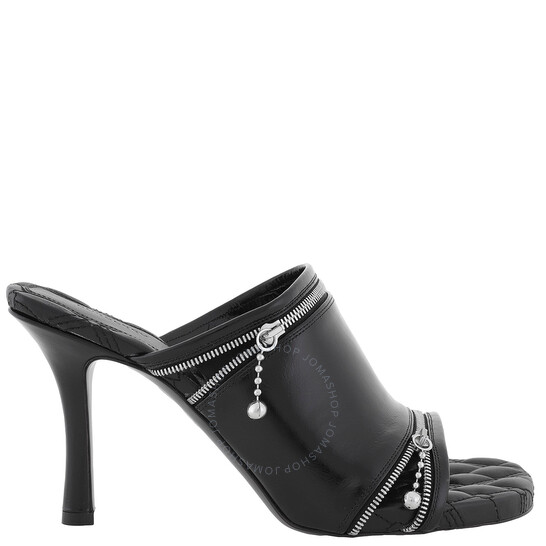 Burberry Peep 85mm Leather Slip-On Sandals, Brand Size 38