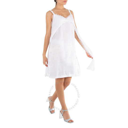Burberry Polka Dot Lace Trim Satin Slip Dress, Brand Size 6