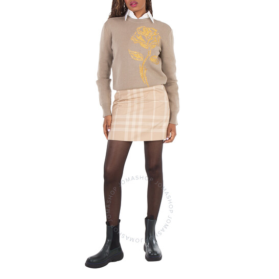 Burberry Rose Embellished Wool-Blend Sweater, Size XX-Small