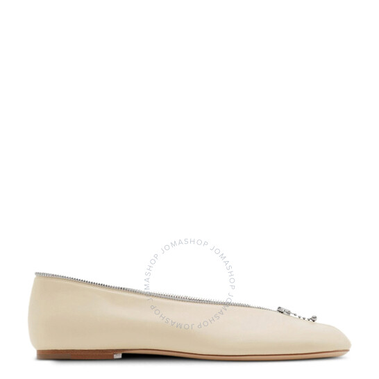 Burberry Sadler Zip Leather Ballerina Shoes, Brand Size 38