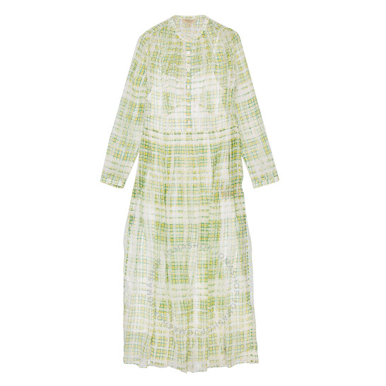 Burberry Scribble Check Print Silk Dress In Yellow, Brand