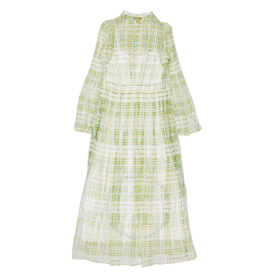 Burberry Scribble Check Print Silk Dress In Yellow, Brand