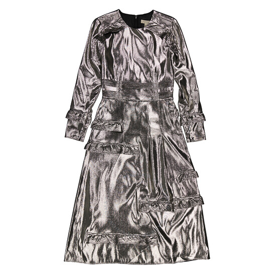 Burberry Silver Long Sleeve Dress With Stitch Detail, Brand
