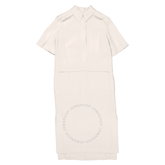 Burberry Split Detail Silk Wool Shirt Dress In Off White