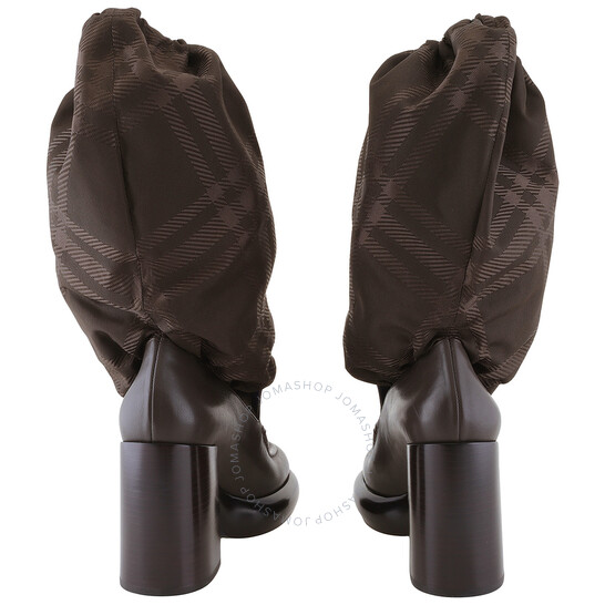 Burberry Square-Toe Check-Print Boots, Brand Size 37 ( US