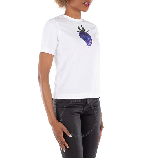Burberry Strawberry Print Crewneck Cotton T-Shirt, Size