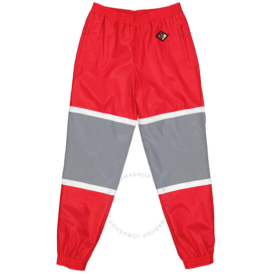 Burberry Striped Nylon Logo Graphic Trackpants, Size Medium