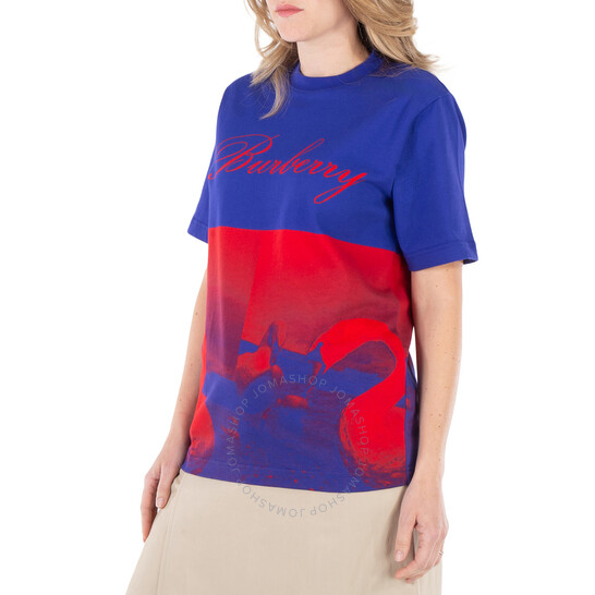 Burberry Swan-Print Crew Neck T-Shirt, Size Medium 8077820