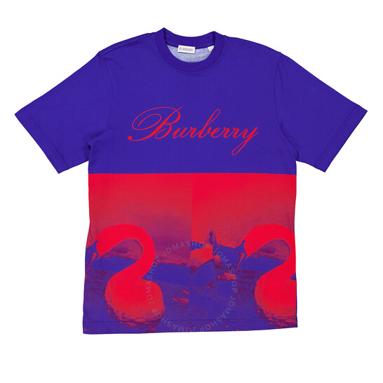 Burberry Swan-Print Crew Neck T-Shirt, Size Medium 8077820