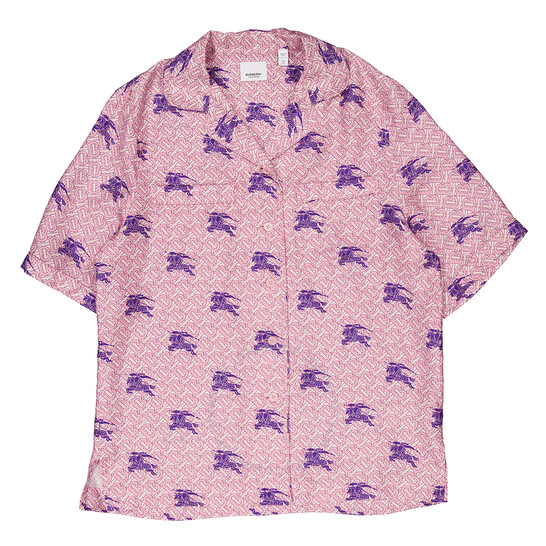Tシャツ・カットソー Burberry SS25 Embroidered flannel shirt (8101682 C1959) Burberry Tabi Equestrian Knight TB Monogram Print Silk