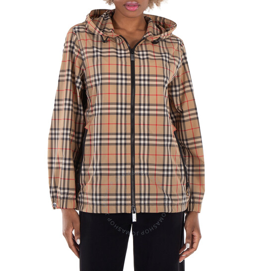 Burberry Vintage Check Drawstring Hooded Jacket, Brand Size
