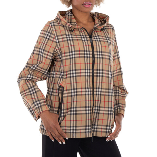 Burberry Vintage Check Drawstring Hooded Jacket, Brand Size