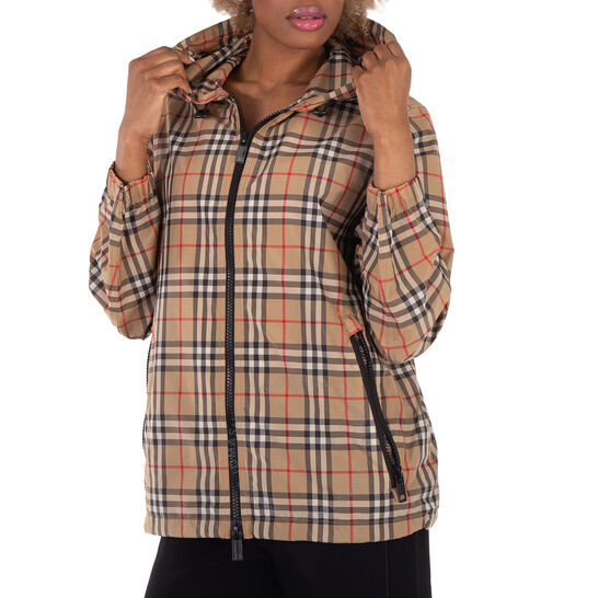 Burberry Vintage Check Drawstring Hooded Jacket, Brand Size