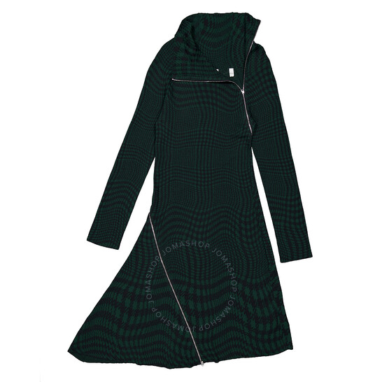 Burberry Warped Houndstooth Wool Blend Dress, Size X-Small