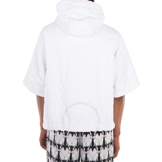 Burberry White Redditton Checked Short-Sleeve Cotton Hoodie