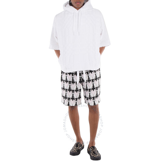 Burberry White Redditton Checked Short-Sleeve Cotton Hoodie