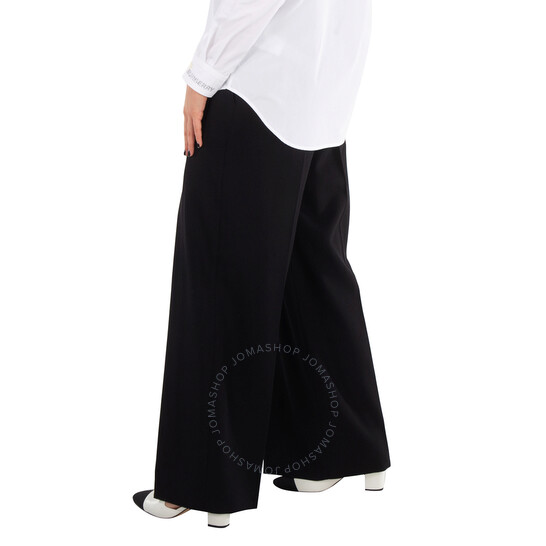 Burberry Wide Leg Wool Trouser With Slits, Brand Size 6 (US