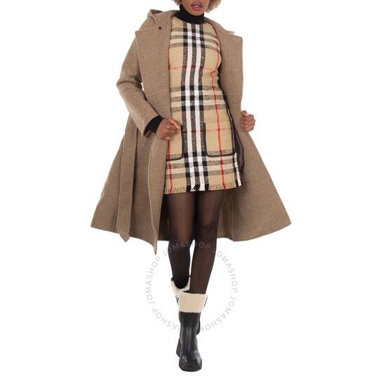 Burberry Wool Cashmere Hooded Coat, Brand Size 4 (US Size 2