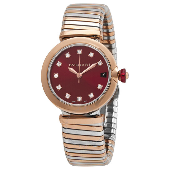 Bvlgari Lucea Automatic Diamond Red Dial Ladies Watch 103123
