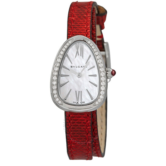 Diamonds ☆BVLGARI☆ SERPENTI ウォッチ RED♪ Bvlgari Serpenti Quartz Mother of Pearl Dial Diamond Ladies