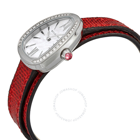 Diamonds ☆BVLGARI☆ SERPENTI ウォッチ RED♪ Bvlgari Serpenti Quartz Mother of Pearl Dial Diamond Ladies