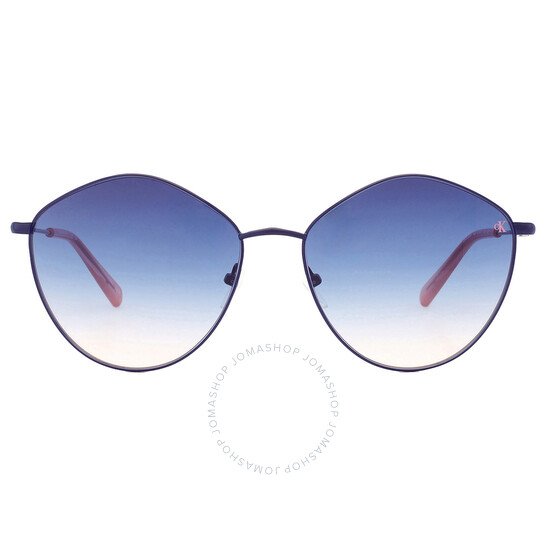 Calvin Klein Blue Gradient Oval Ladies Sunglasses CKJ22202S