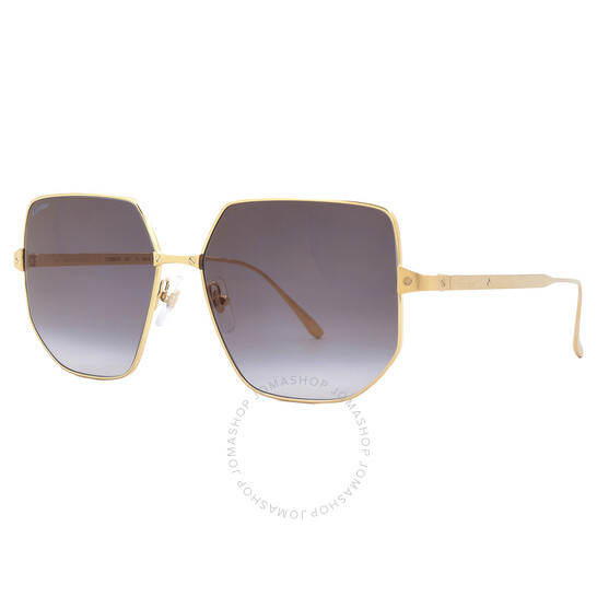 Cartier Grey Gradient Flash Geometric Ladies Sunglasses
