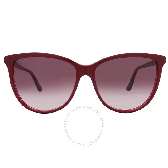 Cartier C Decor Red Gradient Cat Eye Ladies Sunglasses
