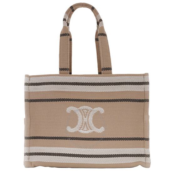 CELINE|POUCHES (LARGE CABAS CELINE IN STRIPED TEXTILE W Celine Large Cabas Striped Tote Bag 196762FV2.02BL