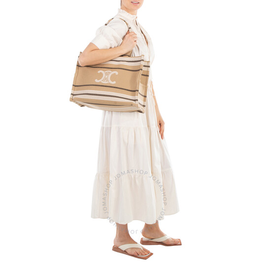 CELINE｜POUCHES (LARGE CABAS CELINE IN STRIPED TEXTILE W Women's Large cabas Thais in striped textile with celine