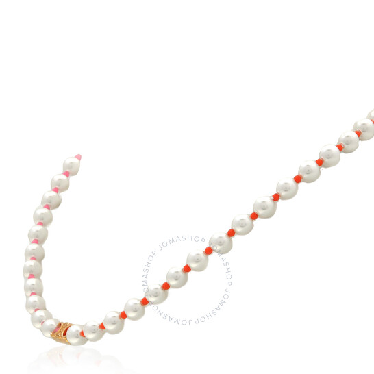 Celine Plage Pearl Necklace In Brass With Gold Finish And