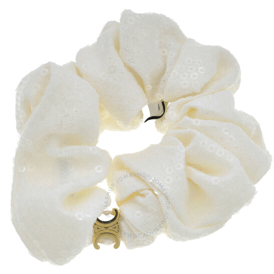 Celine Rayure Scrunchy in Gold & White 460ZC6AVB.35OH