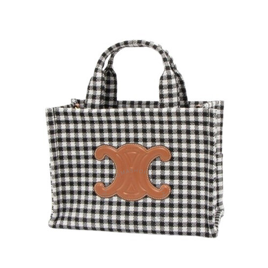 Celine Small Cabas Thais In Vichy Textile And Calfskin