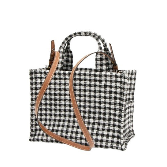 Celine Small Cabas Thais In Vichy Textile And Calfskin