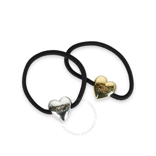 Celine Triomphe Heart Logo Elastic Hair Band Set Gold Silver