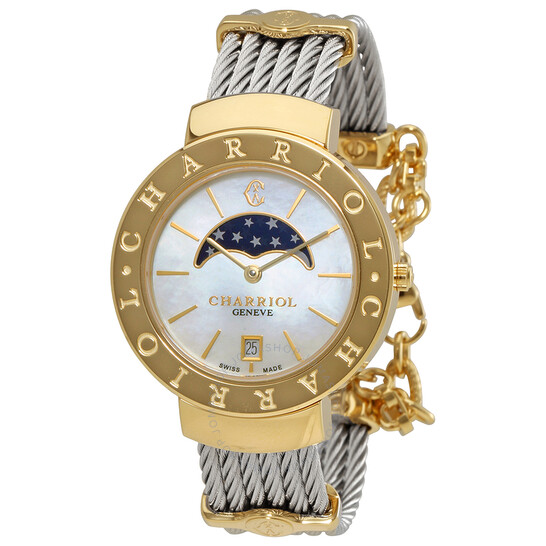 Charriol St-Tropez Moonphase Mother of Pearl Ladies Watch