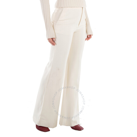 パンツ Chloe White Flared Trousers in Wool and Silk Woman Chloé High-rise silk and wool flared pants Chloe