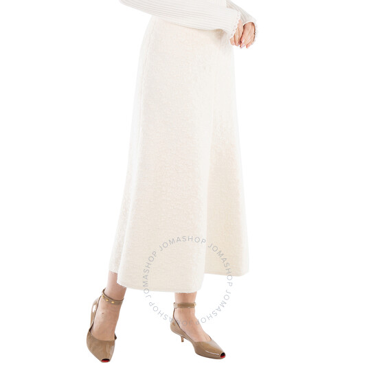Chloé Ladies Eden White A-Line Boucle Midi Skirt, Brand Size