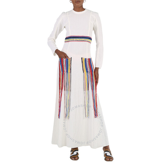 Chloé Ladies Iconic Milk Crochet-Detail Long Dress, Brand
