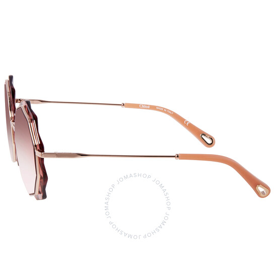 Chloé Ladies Rose Gold Tone Round Sunglasses CE160S 860 52