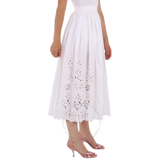 スカート Chloe SS23 White poplin skirt (CHC23SJU05481 101) Linen and silk voile maxi skirt in multicoloured - Chloe