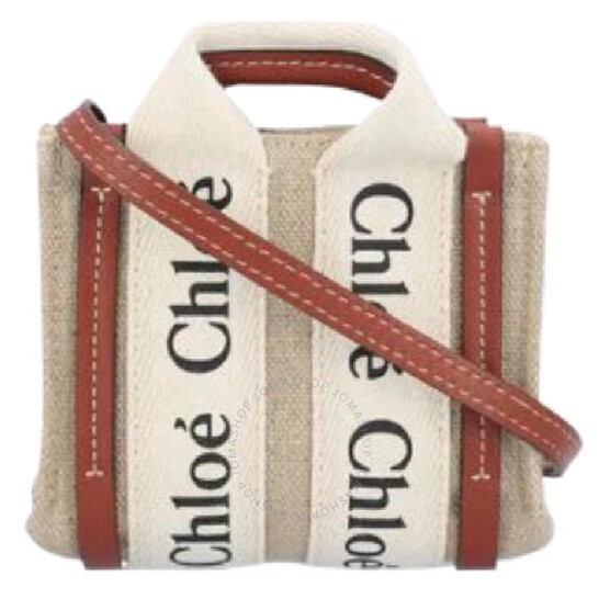 Chloé Nano Woody Linen Canvas Tote CHC22AP235I2690U