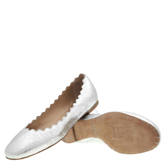 Chloé Silver Lauren Ballet Flats, Brand Size 36 ( US Size 6